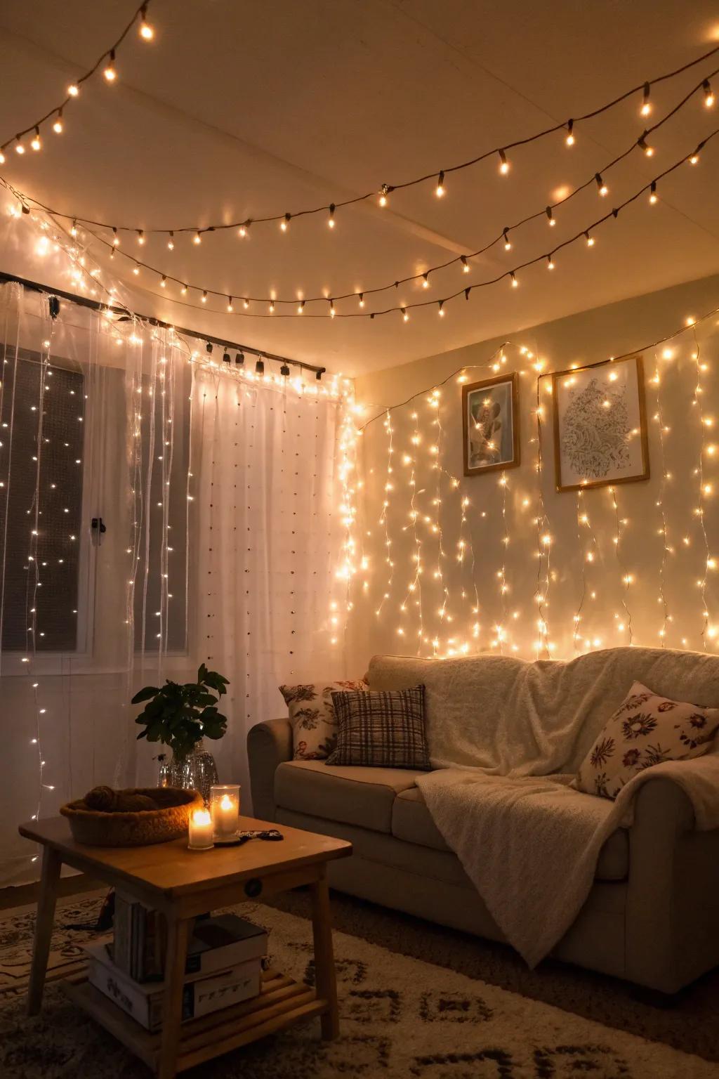 Tiny twinkle illumination contributes a playful and magical touch.