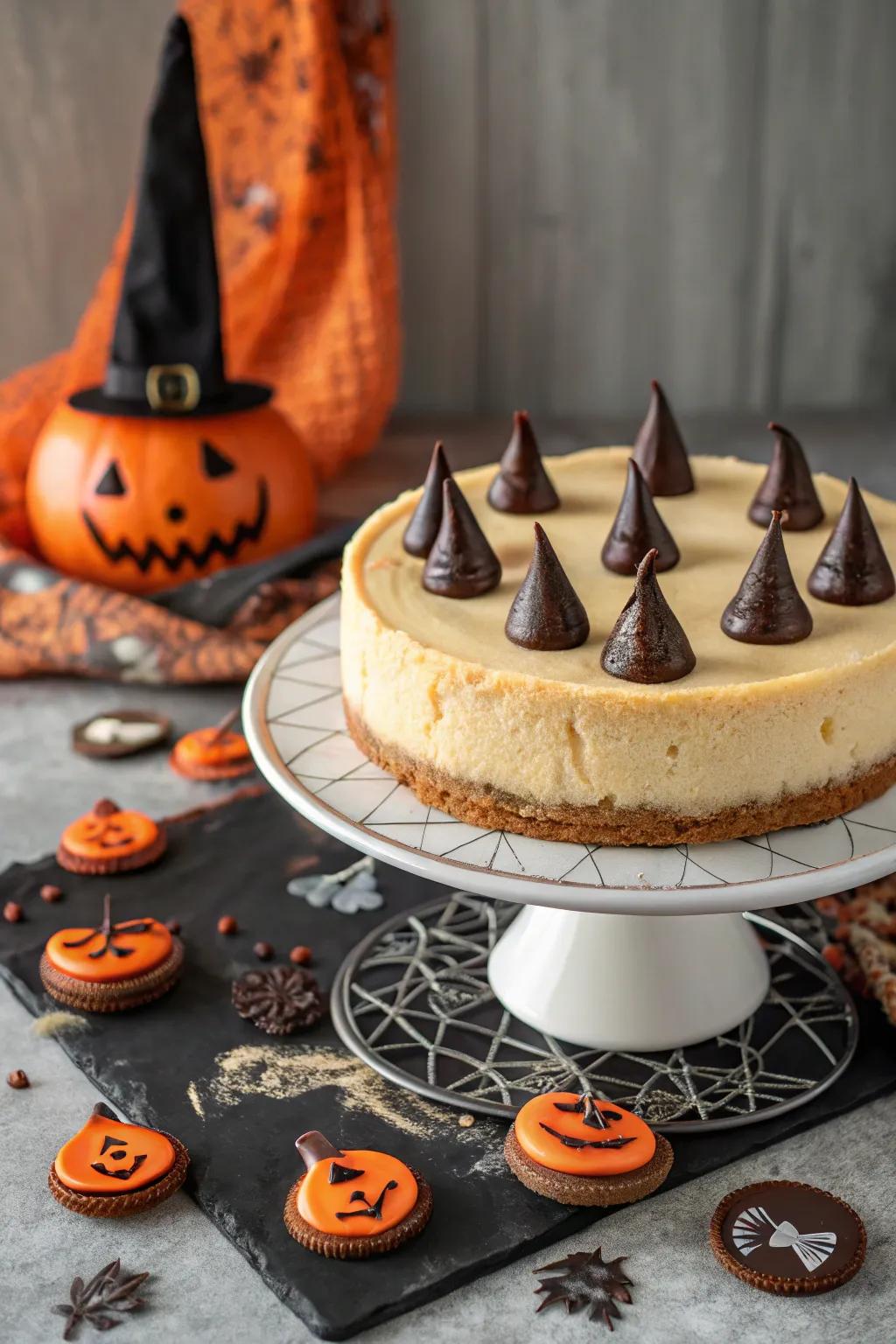 Sorceress chapeaus contribute an enchanting flair to this Halloween indulgence.