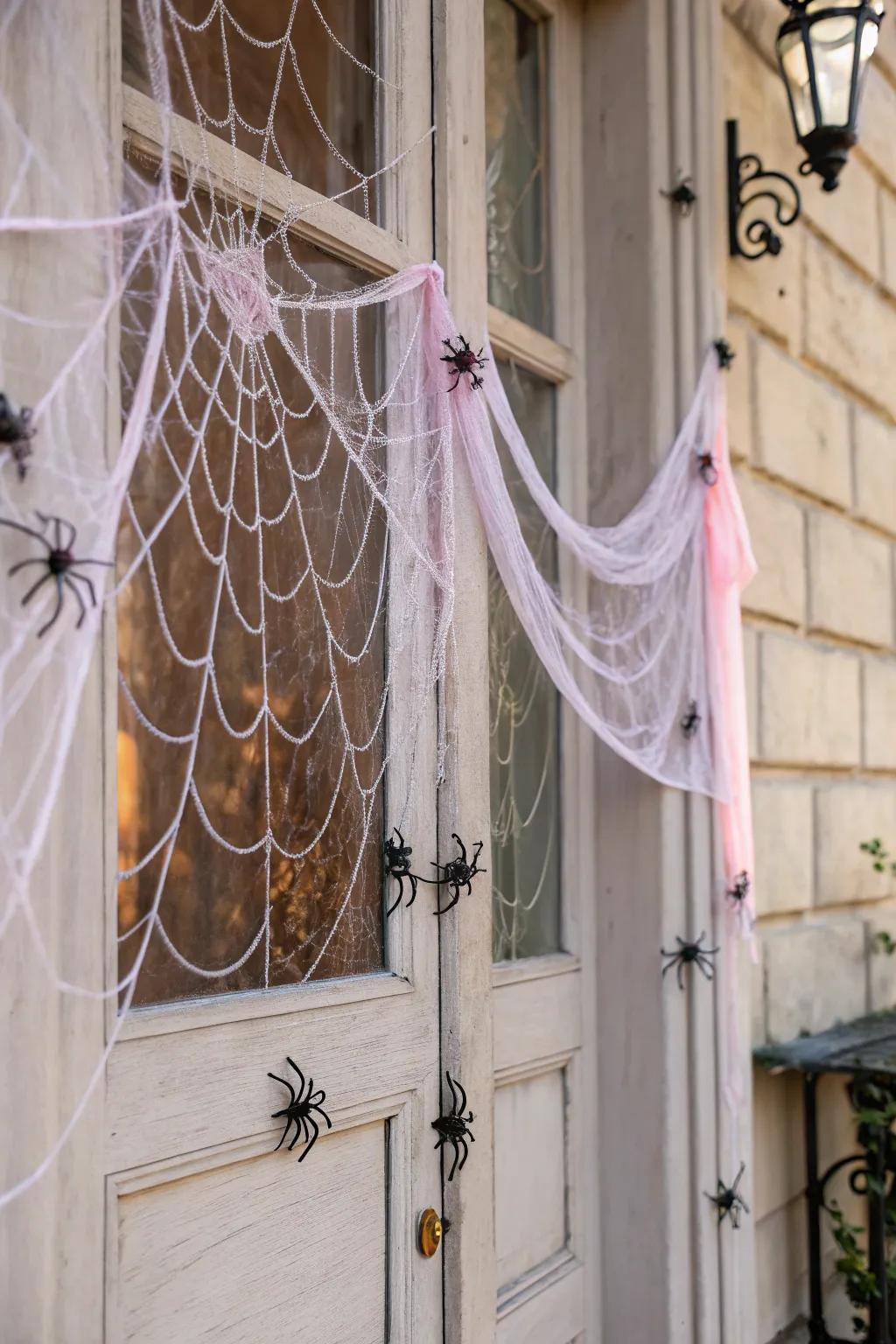 Add a whimsical twist with colorful cobwebs.