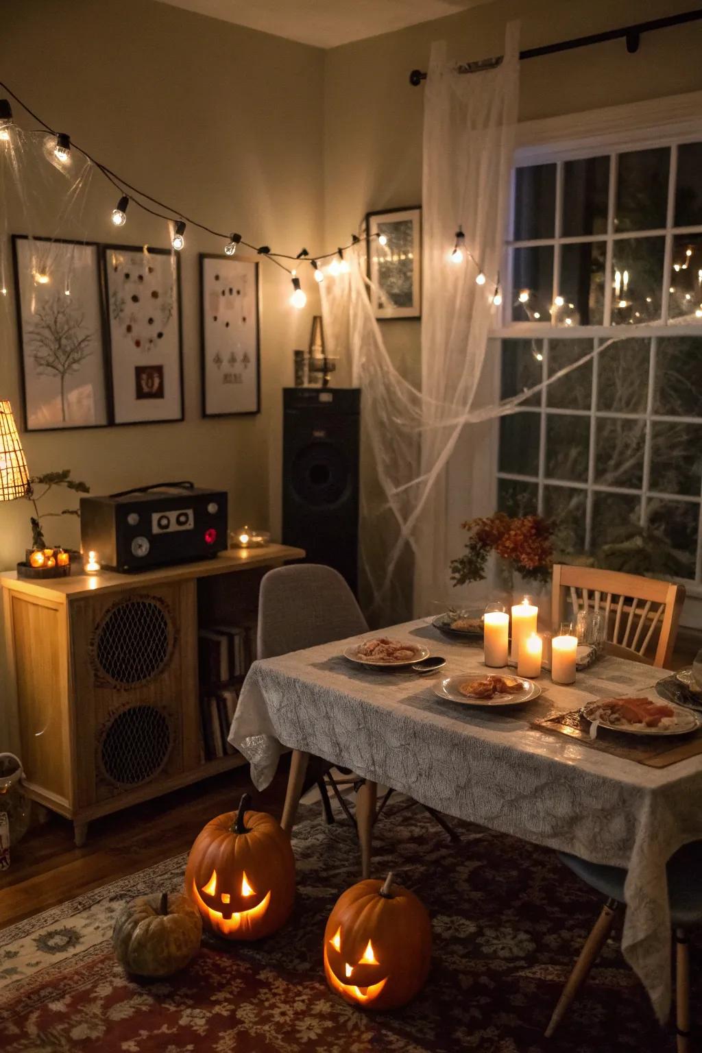 Eerie sound enhances the immersive Halloween experience.