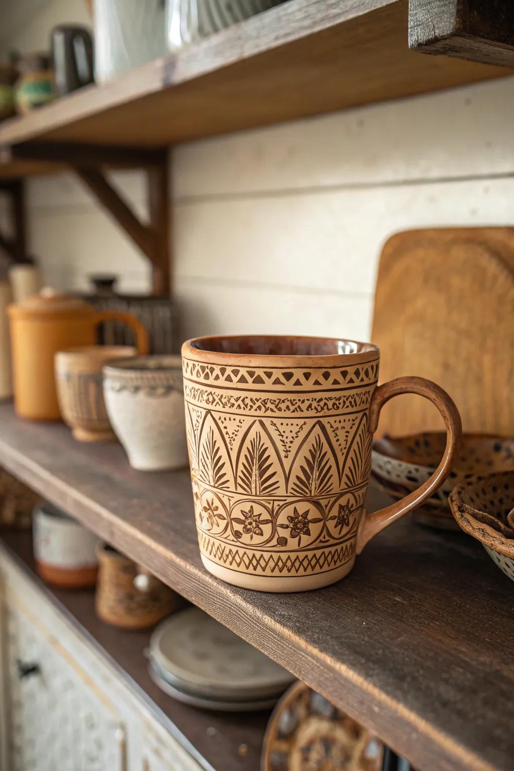 Handmade pottery adds a unique touch to daily rituals.