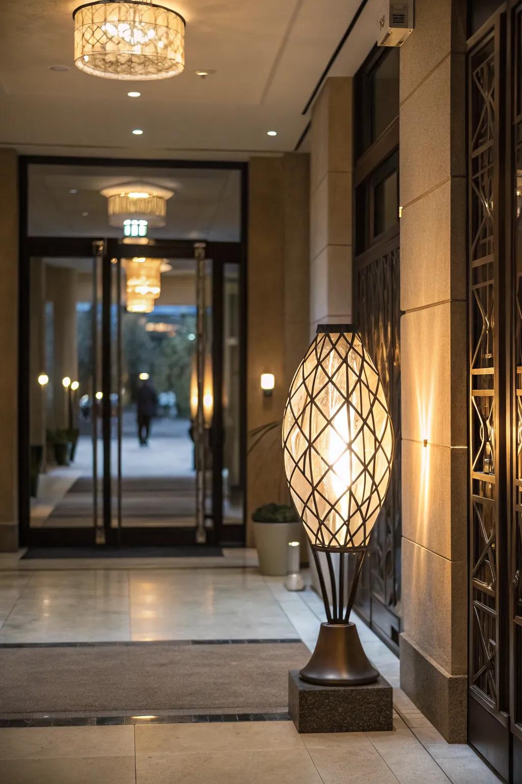 Lighting sculptures make for delightful surprises.