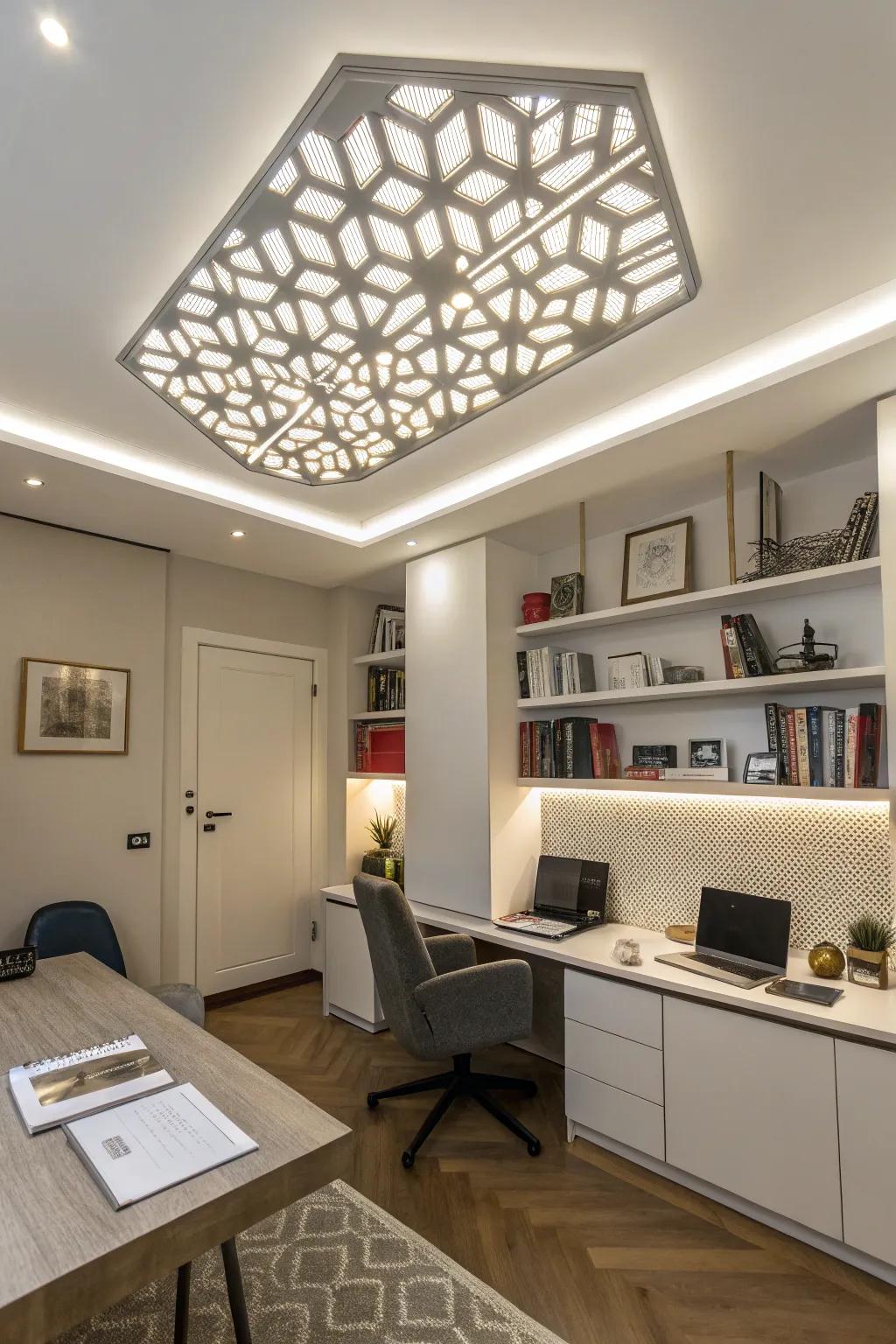 Shaped fixtures add structure and visual appeal to your office.