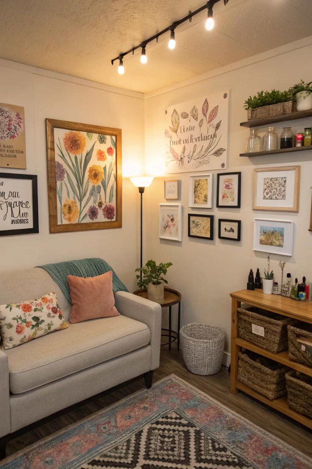 Art can inspire and enhance the salon's aesthetic.