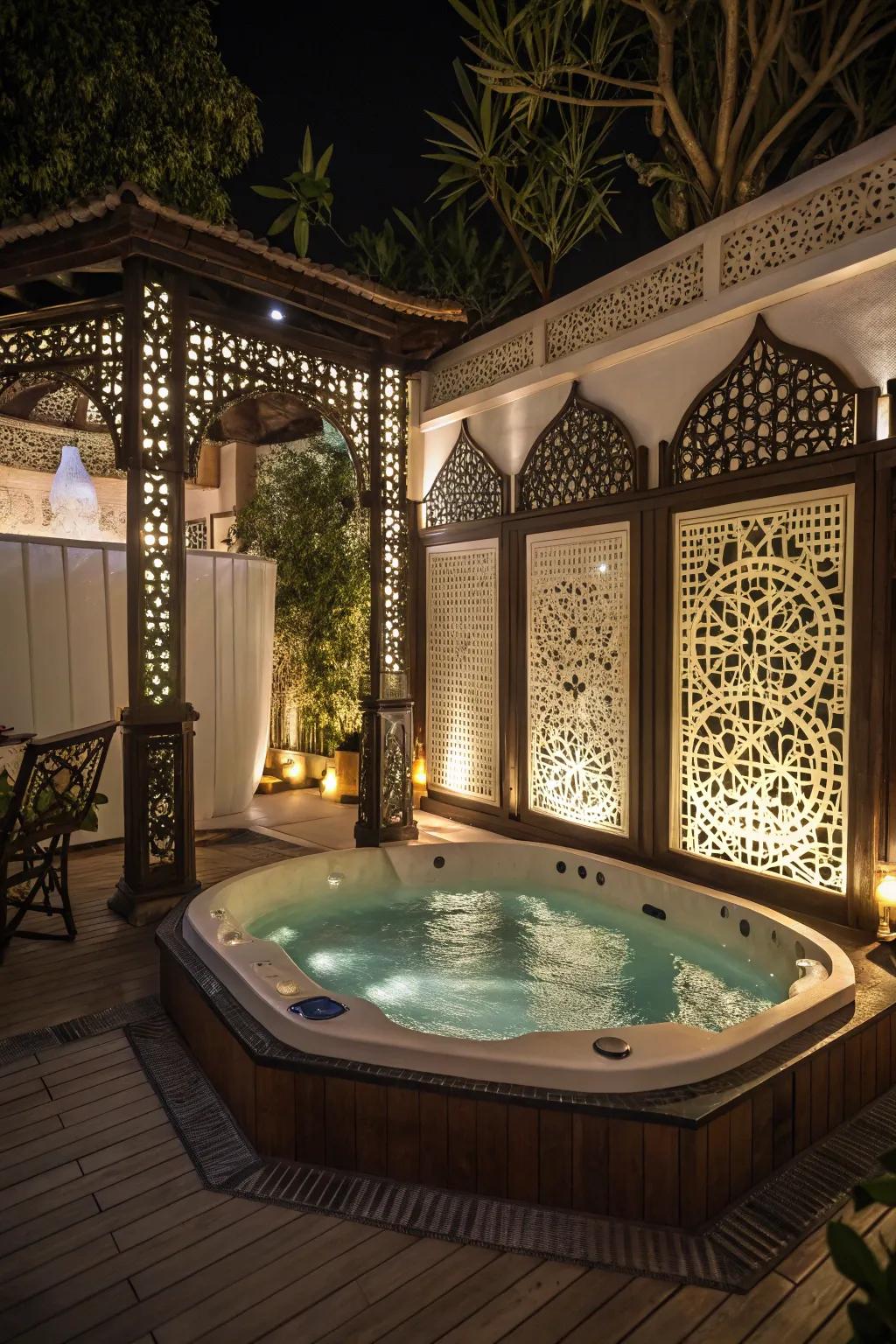 Ornamental partitions introduce design and seclusion to your spa space.