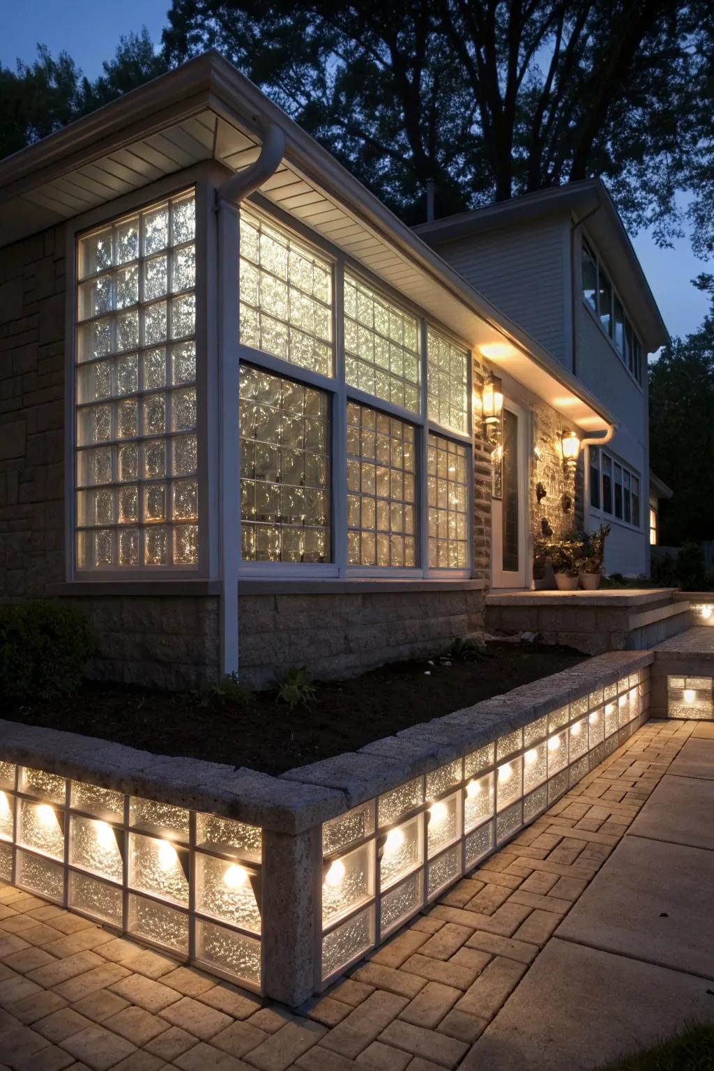 Translucent bricks add light and sophistication to this foundation.