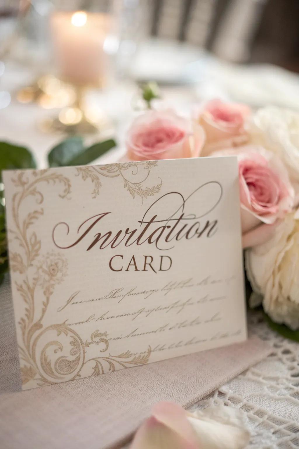 Lettering adds timeless elegance to your invitations.