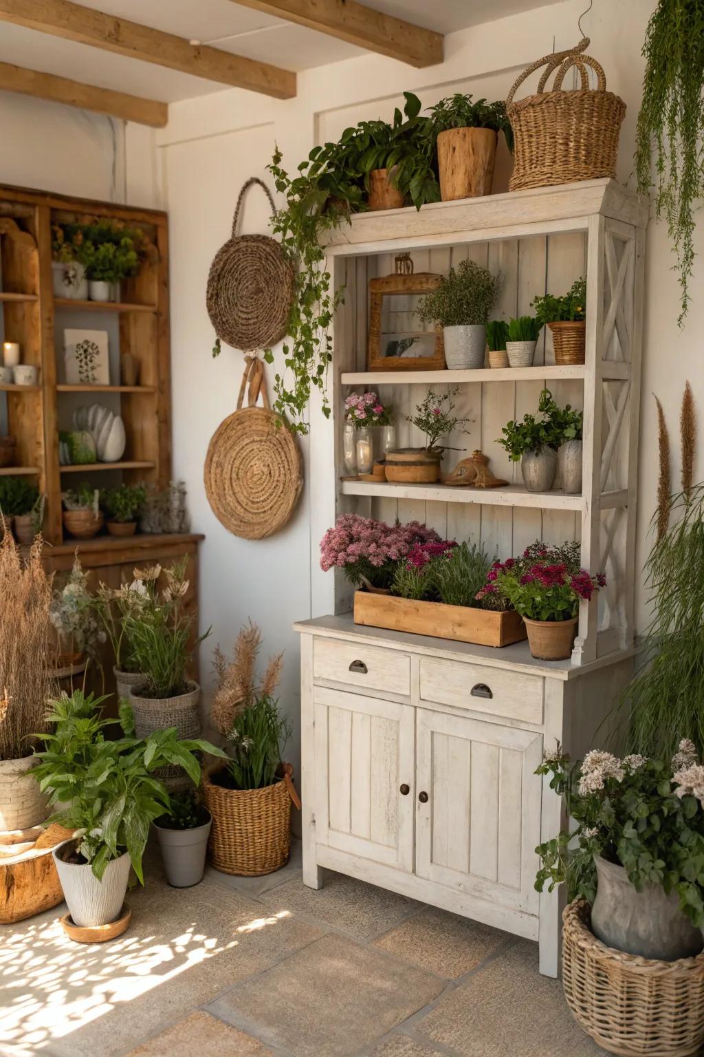 Natural components bring a fresh, vibrant feel to this hutch.