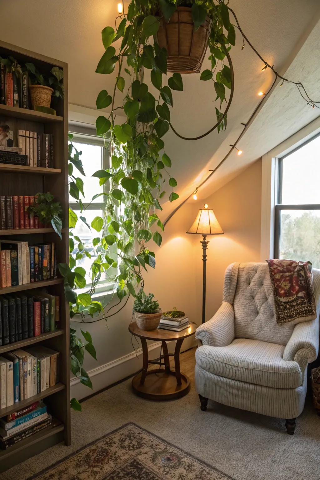 Inject serenity to reading spots with cascading greenery.