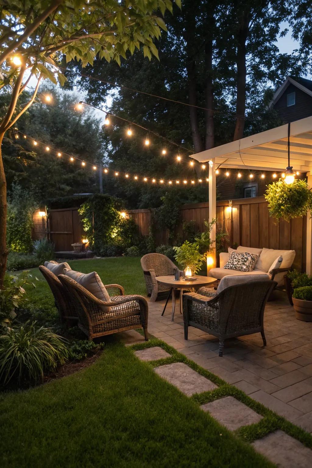 Chic outdoor space featuring LED area illumination