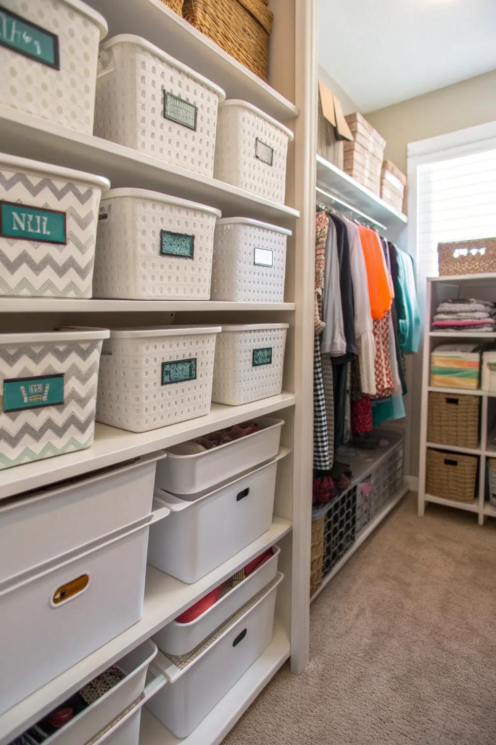 Add order with labels in your closet.