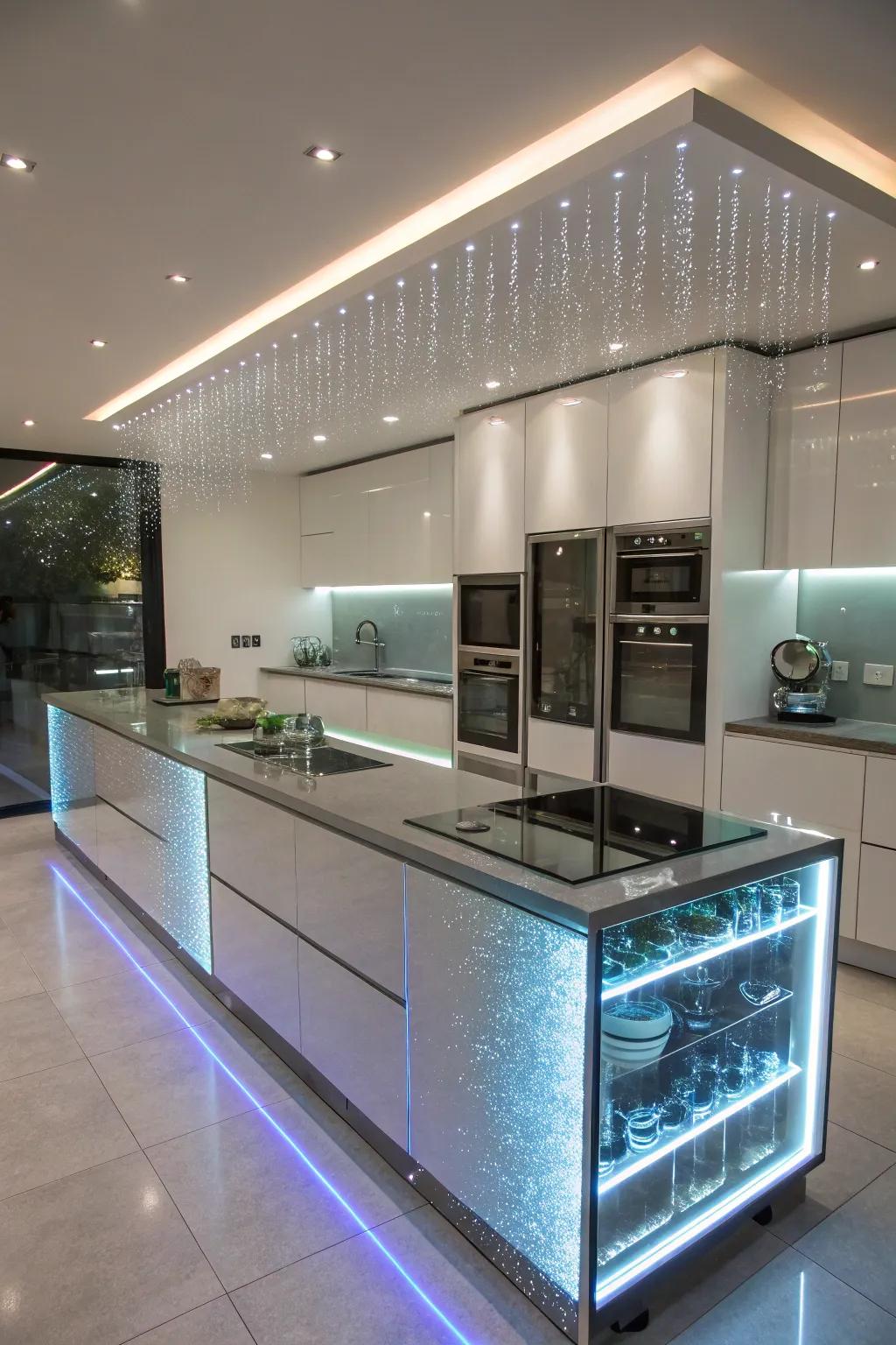 Fiber optic lighting for a futuristic feel.