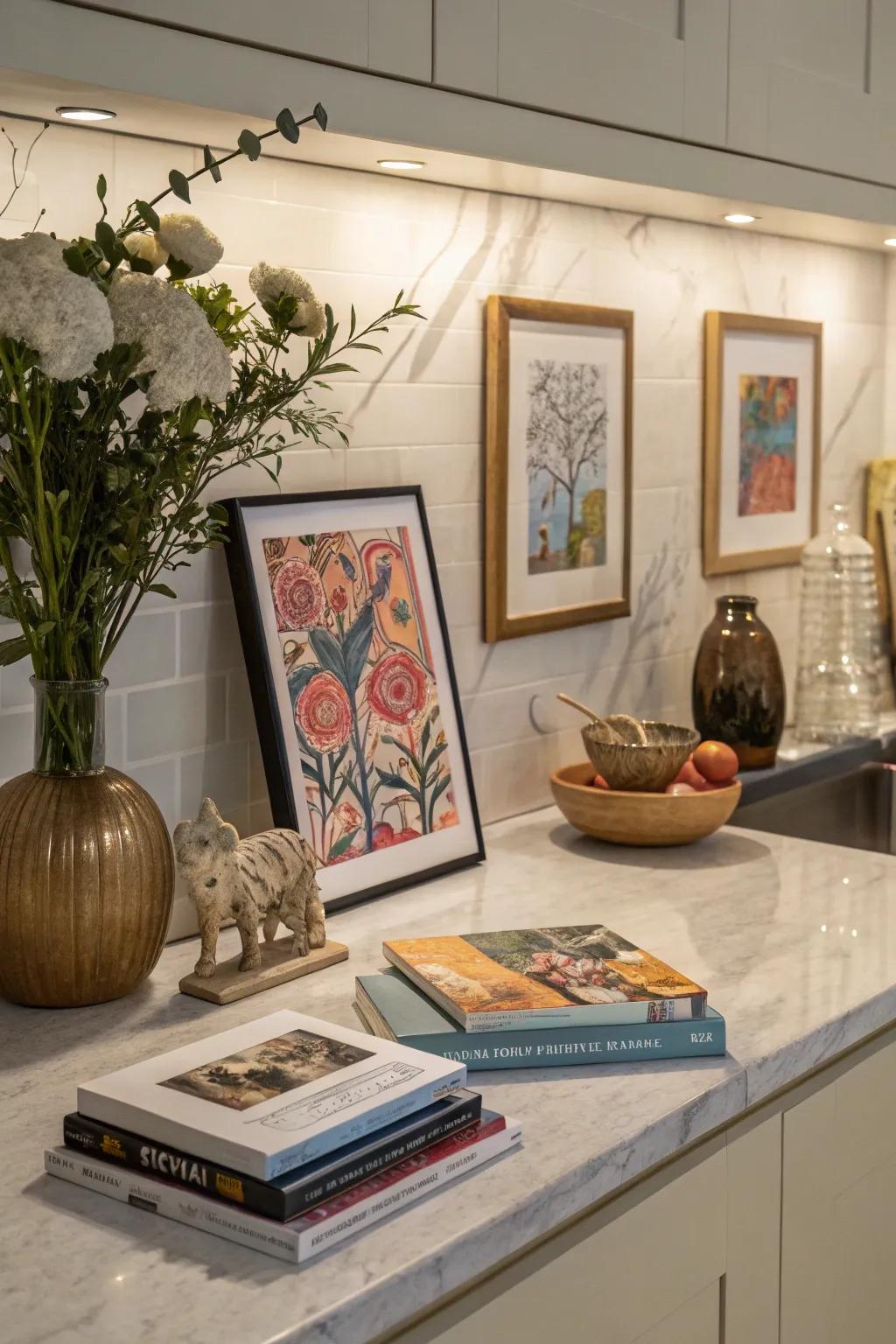 Artistic items focus and elevate your kitchen.