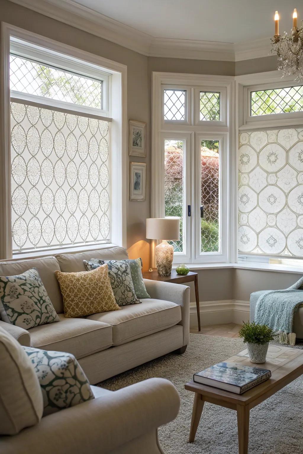 Ornamental opening film appending seclusion and a nuance of aesthetics onto the dwelling area.