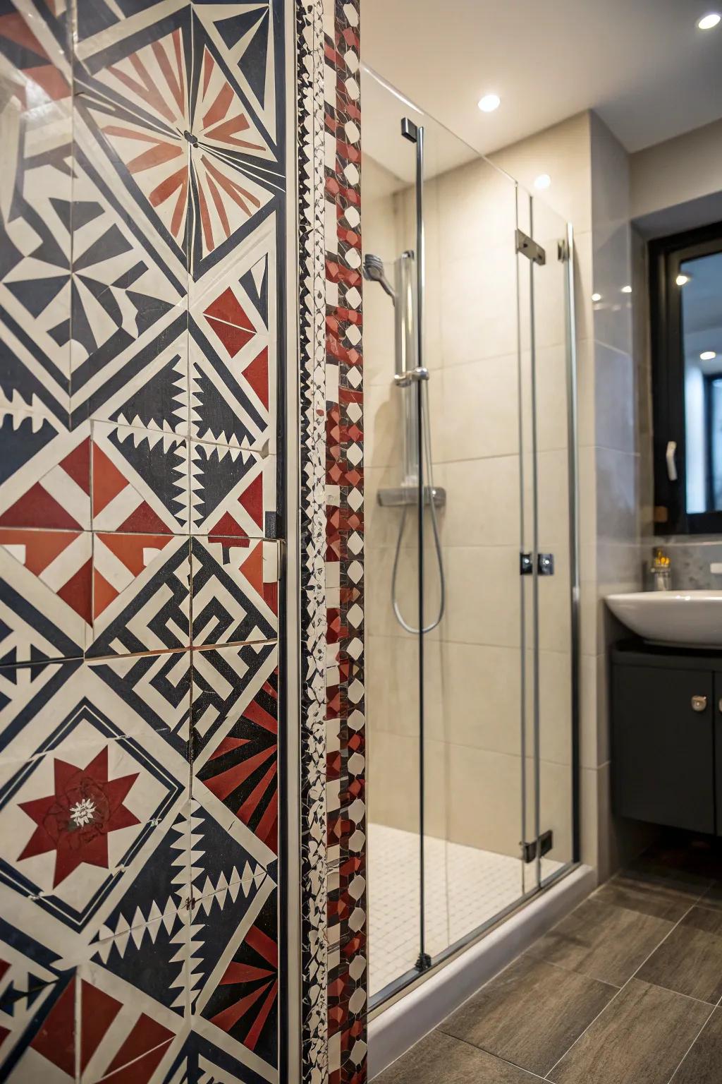 Patterned tiles add an artistic look.