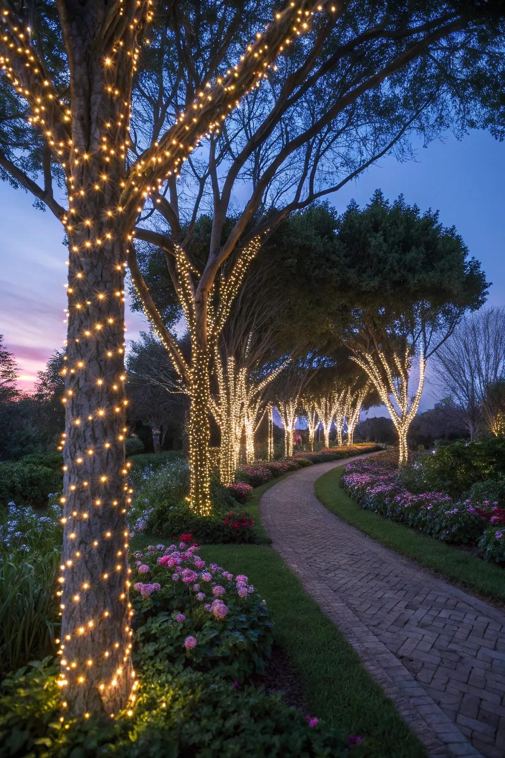 Add whimsy to your garden with LED-lit trees.