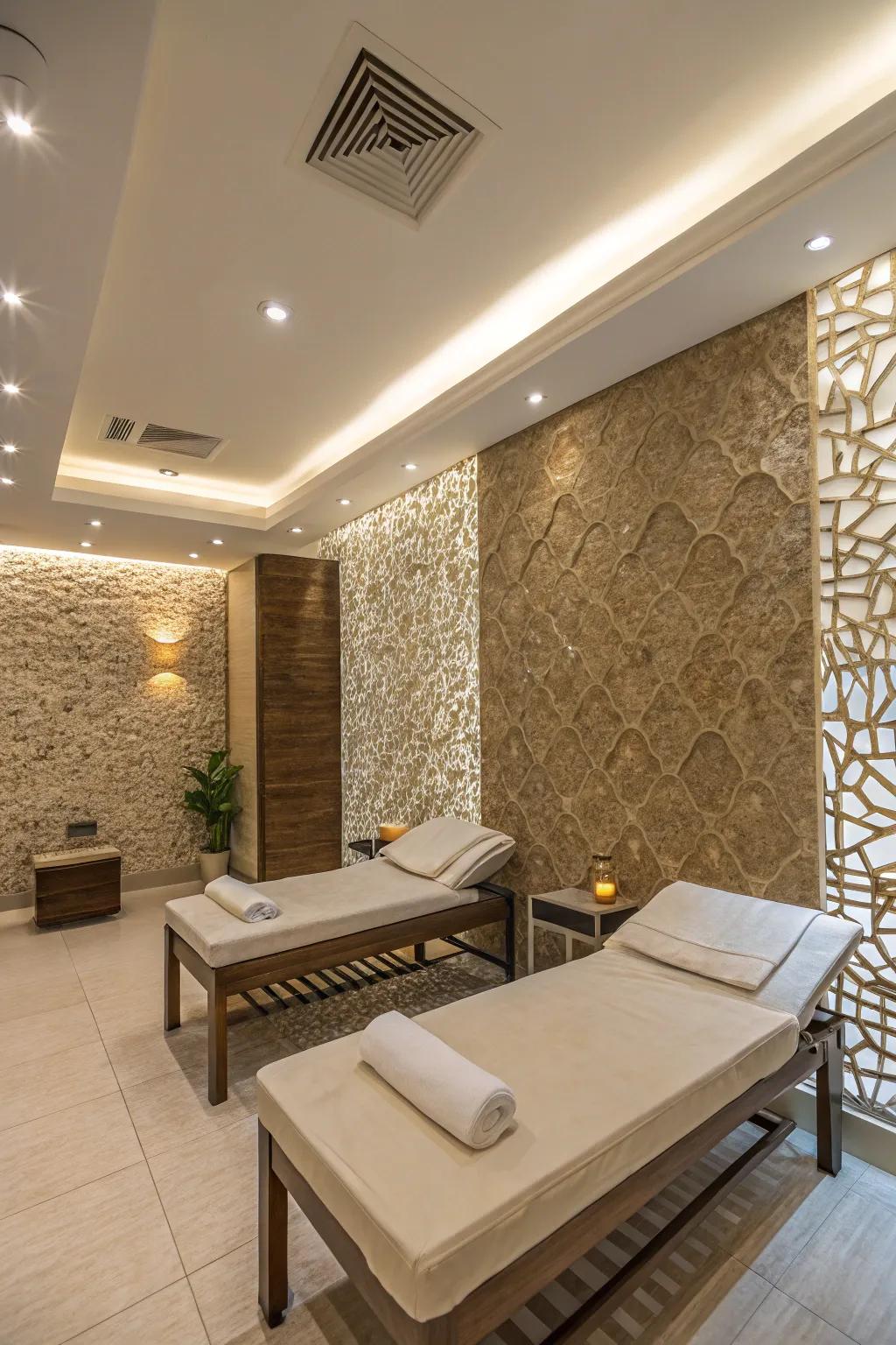 Textured walls enhance dimension and appeal.