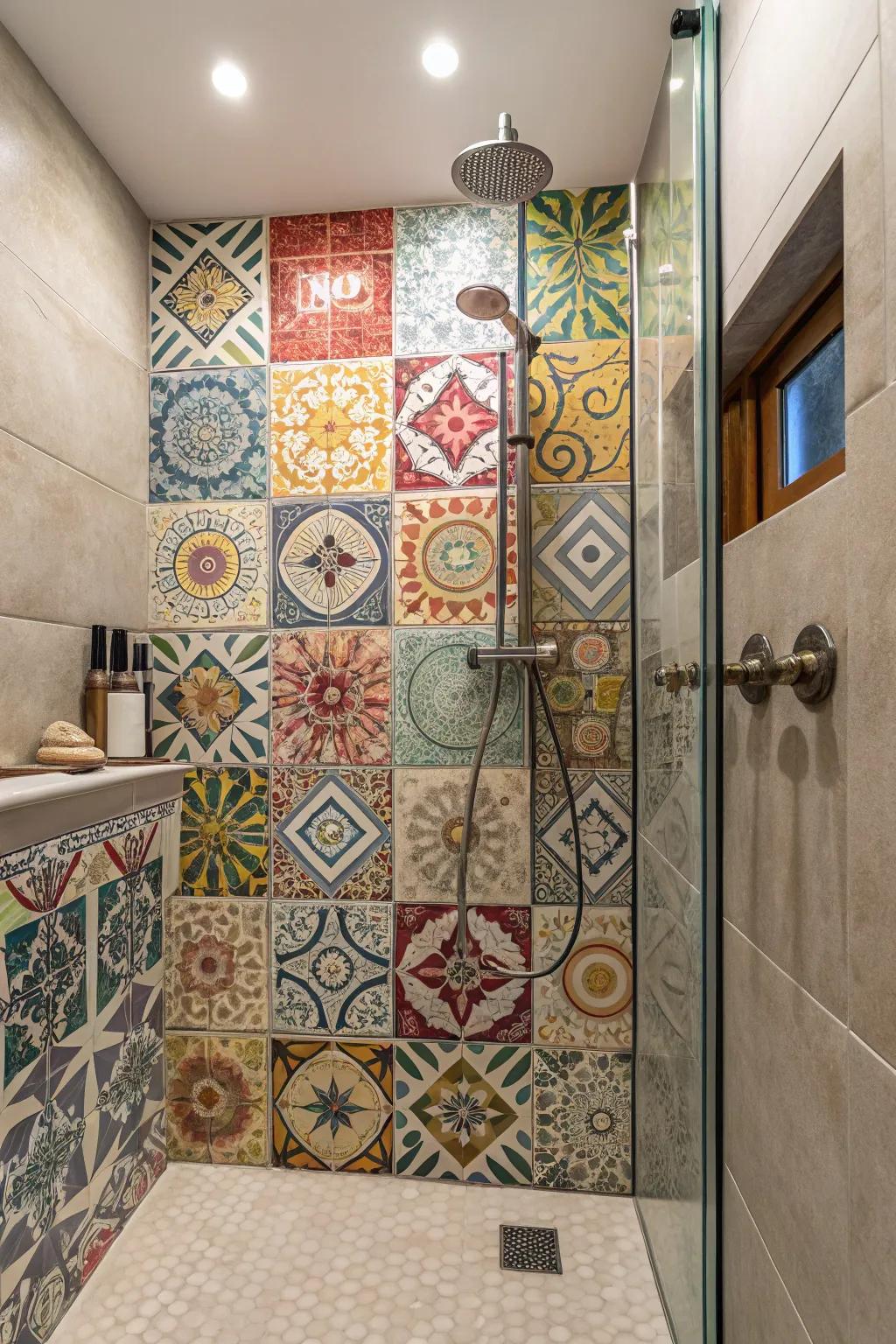 A shower presenting an unconventional ensemble of pavers, designed for a creative, customized sentiment.