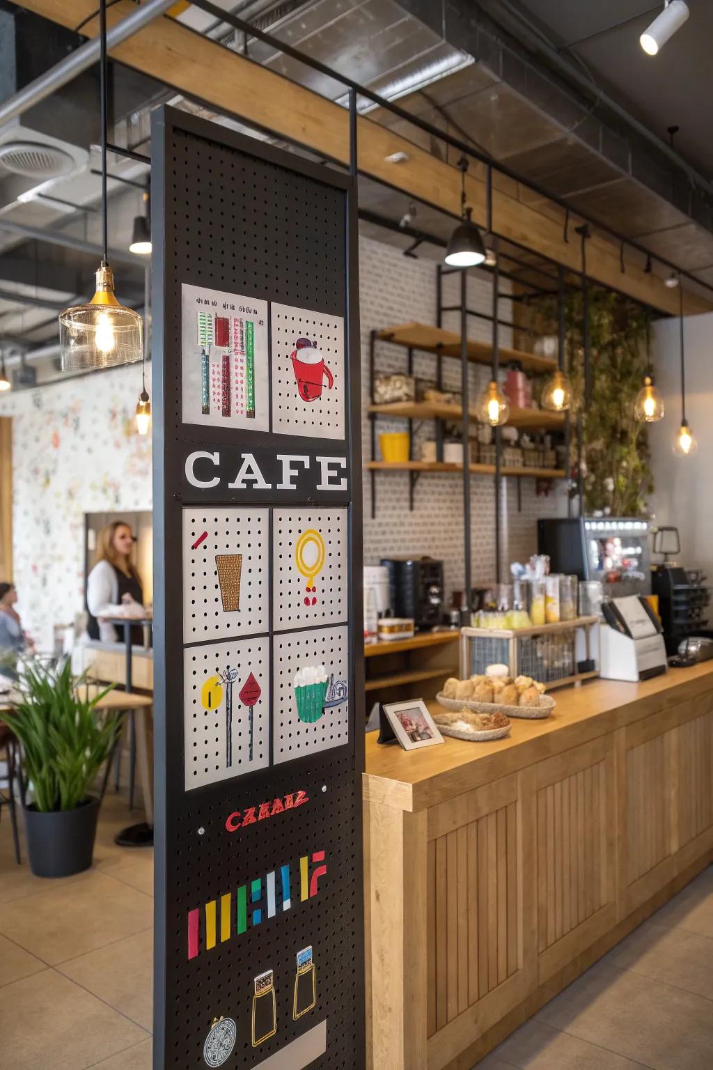 Explore endless creativity with an adaptable pegboard menu.