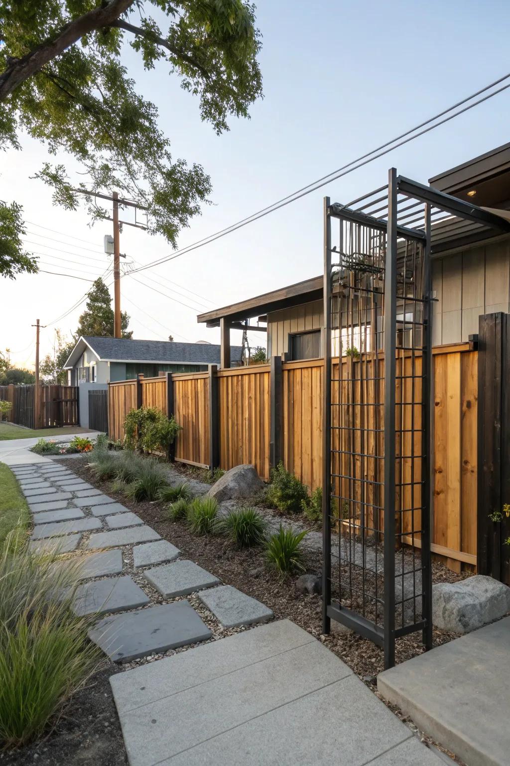 Mixed materials deliver a contemporary edge to the design.