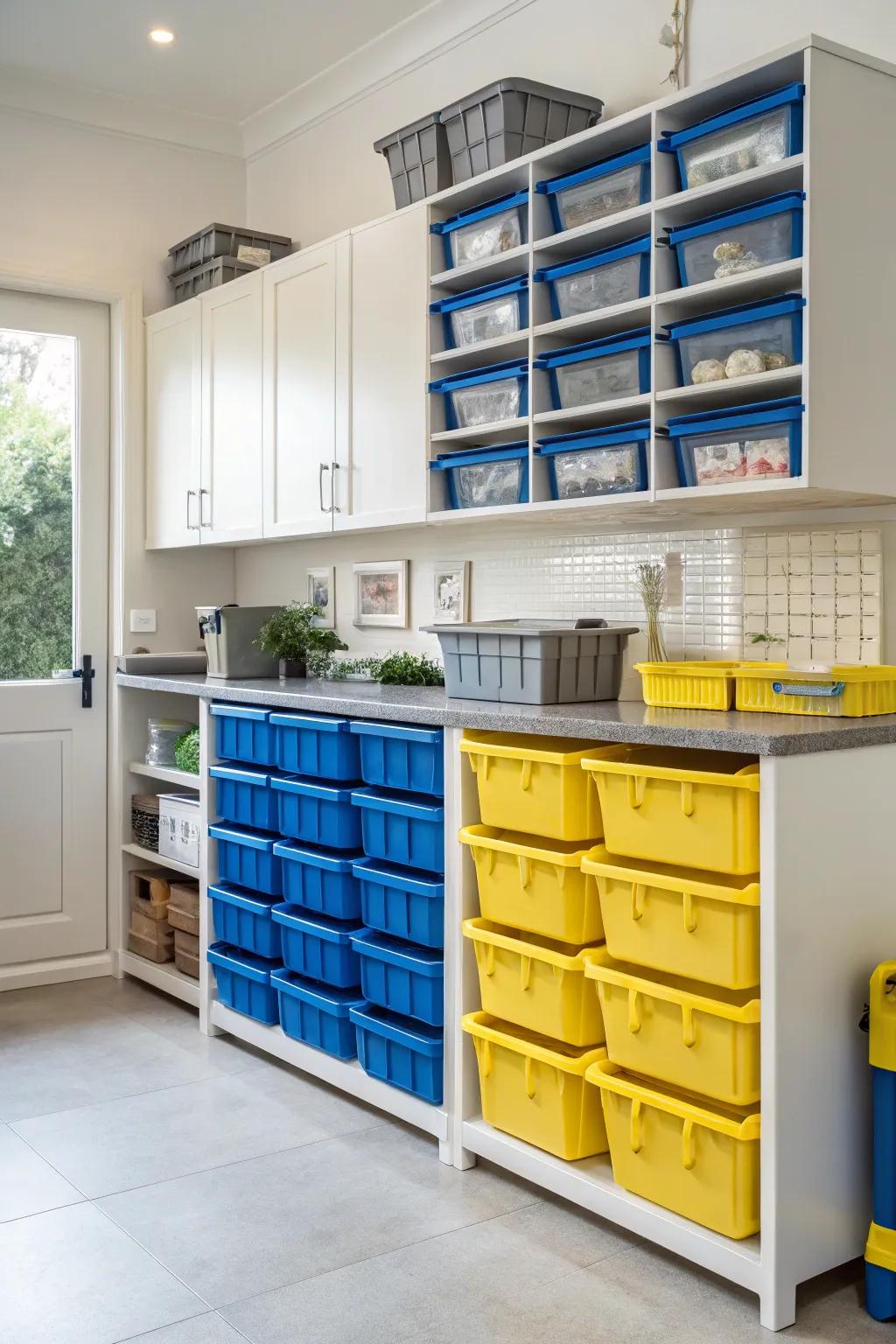 Smart storage solutions keep the kitchen tidy and on-theme.