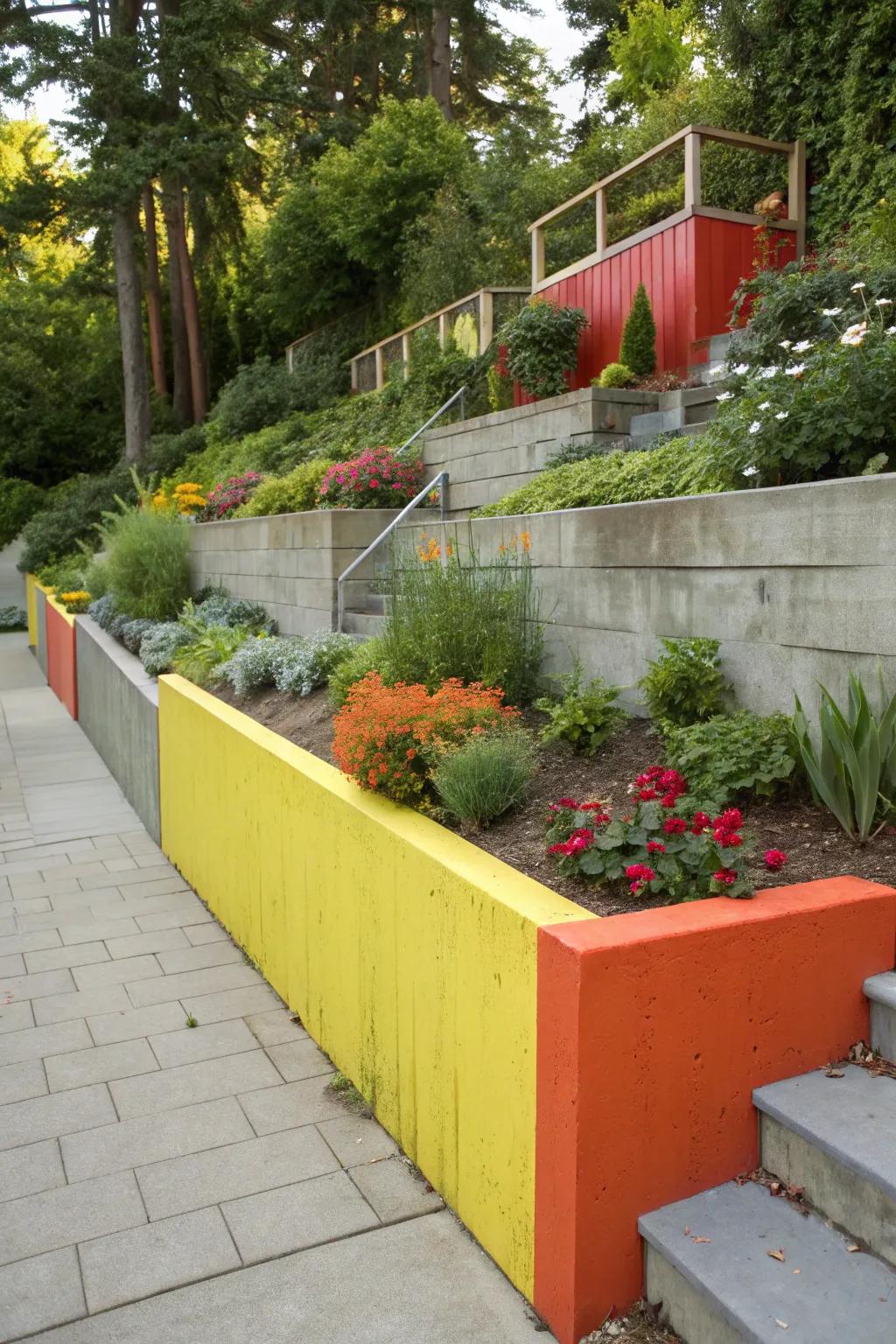 Reinforced wall sporting bold color touches for a vibrant aesthetic.