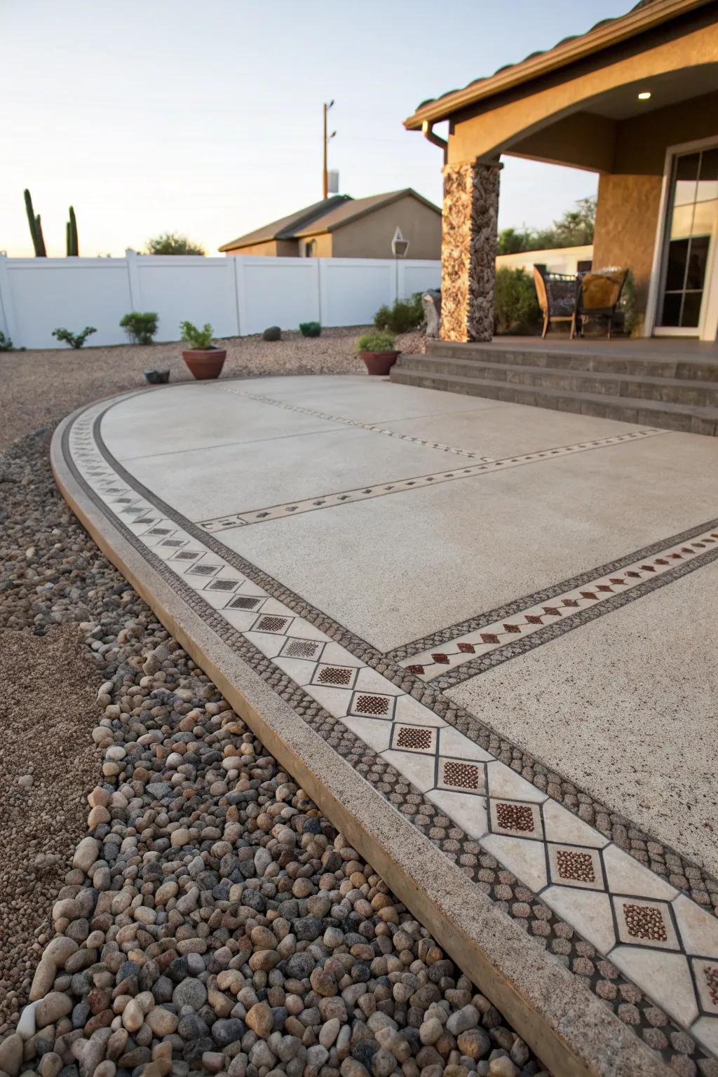 Detailed edges define the patio’s borders.