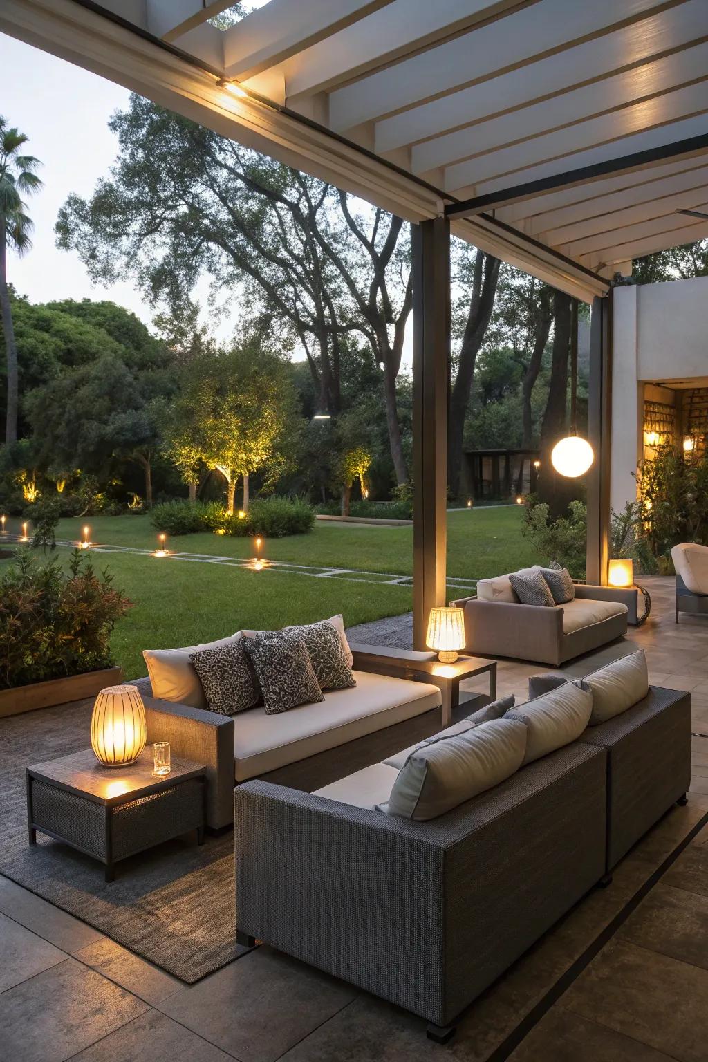 A comfortable external lounge perfect for relaxation and entertaining.