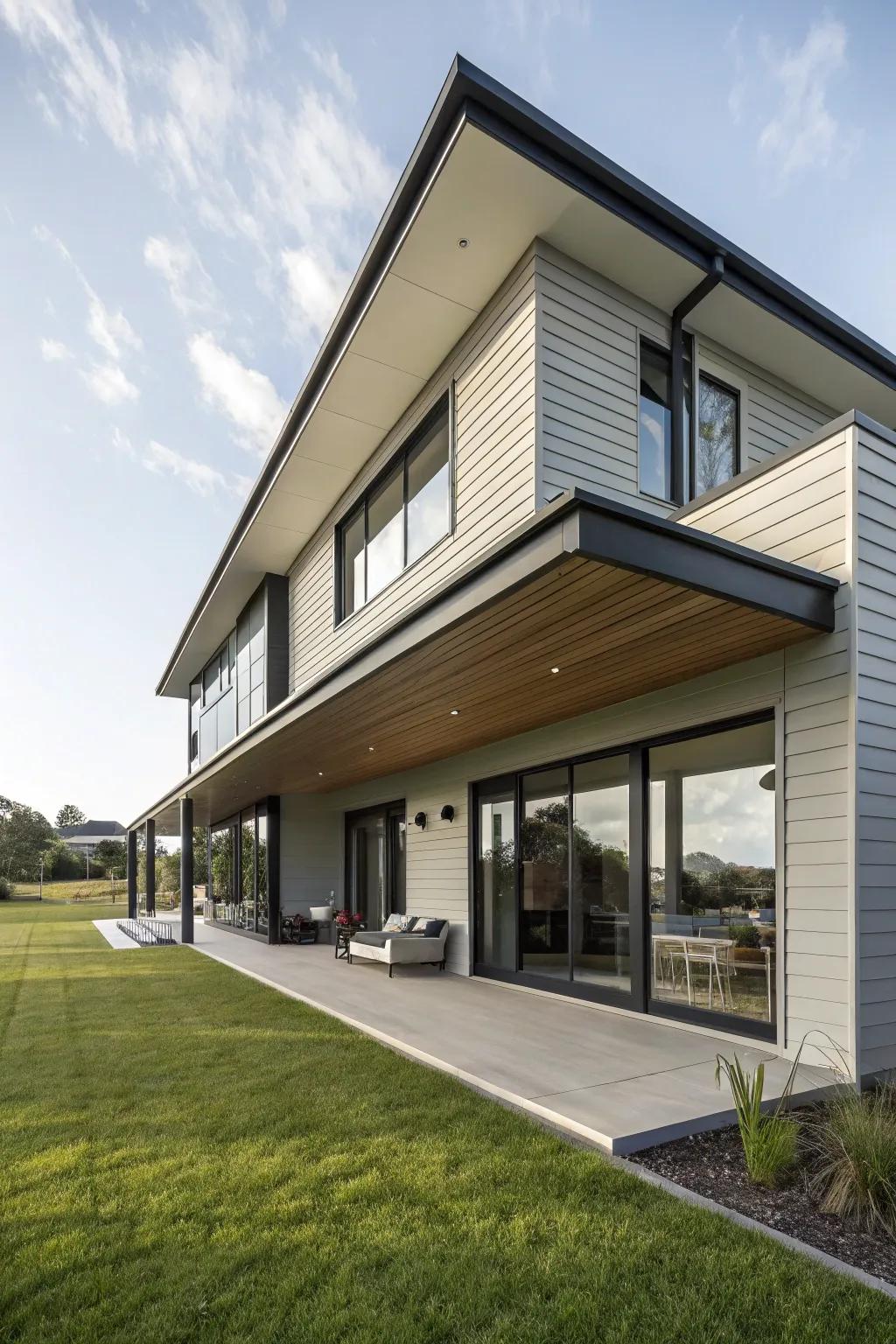 Large overhangs add architectural interest and practicality.