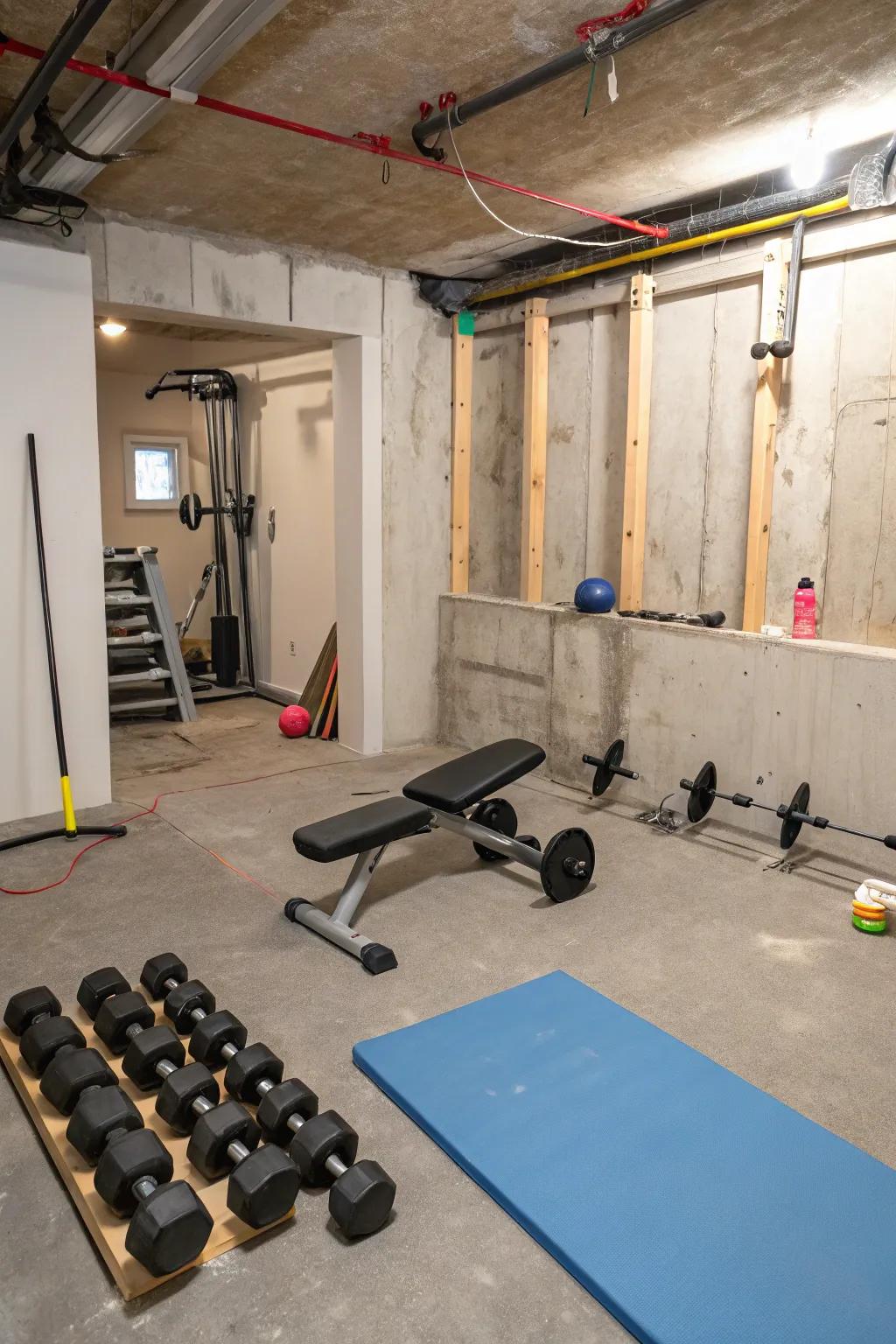 A training room for workouts.
