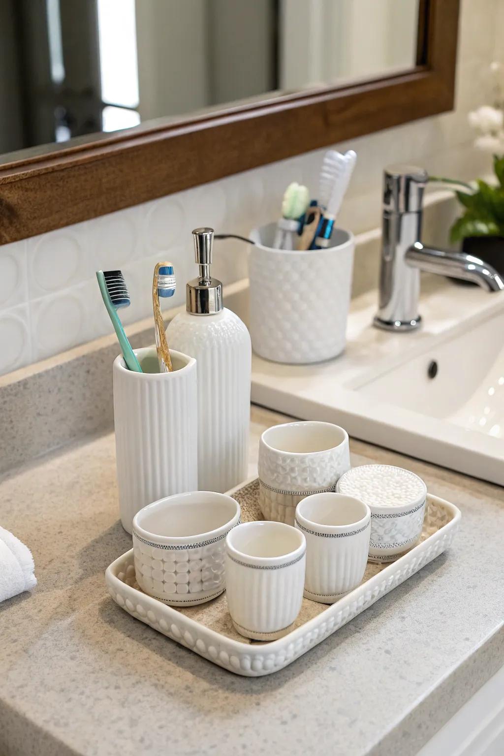 Ceramic fixtures add classic charm.