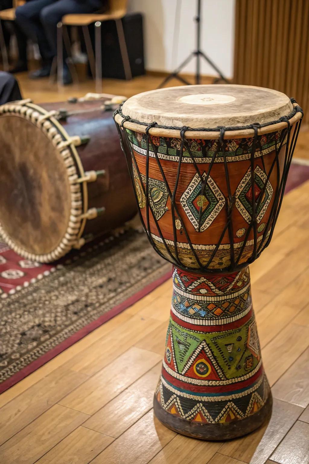 A Moroccan drum adding musical charm to any home.