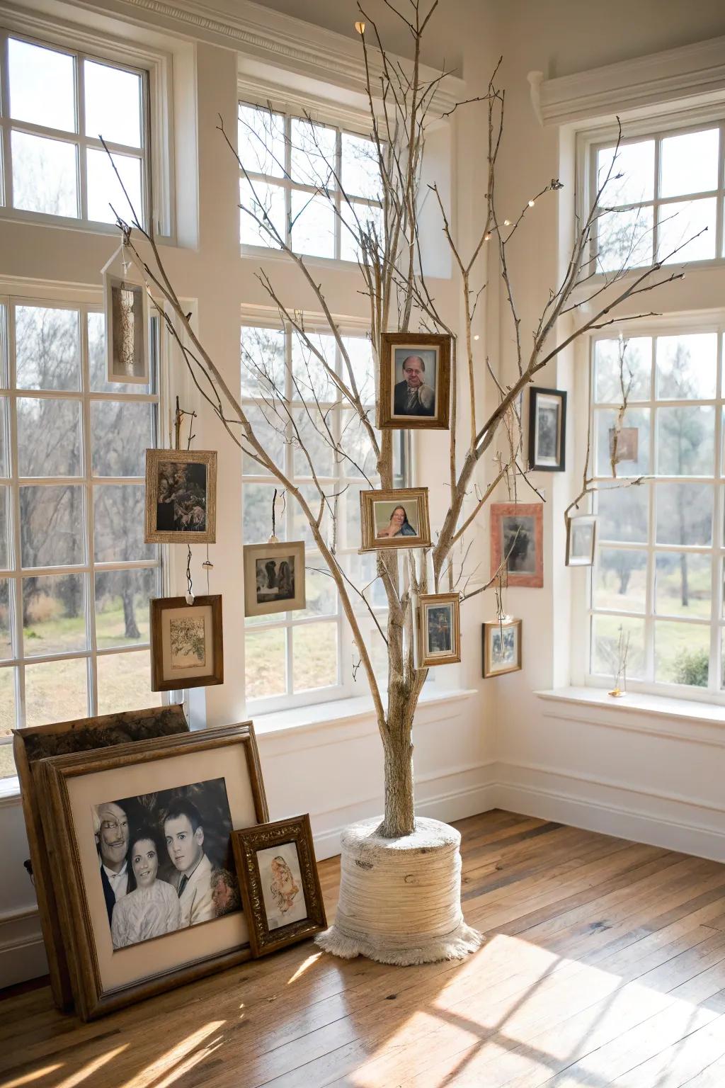 Honor family heritage with a creative family tree display.