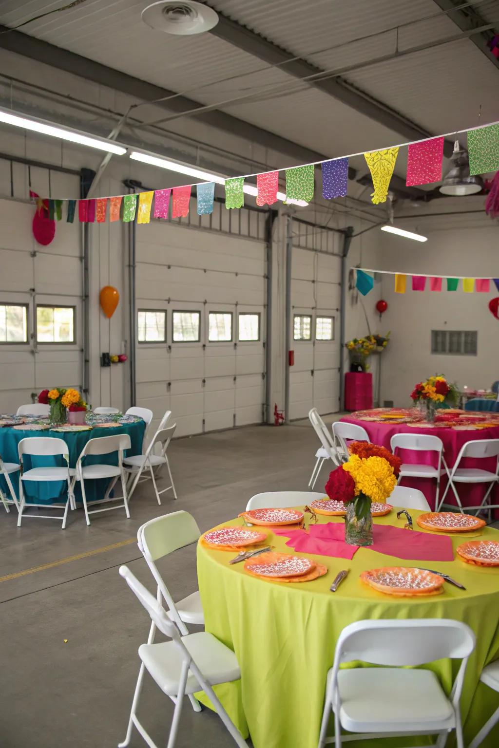 A multi-use area created in a garage.