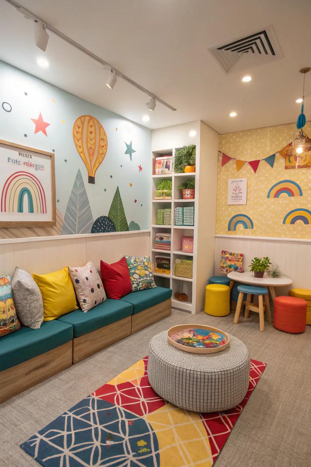 Create a joyful space for children to explore in a playful kids' nook.