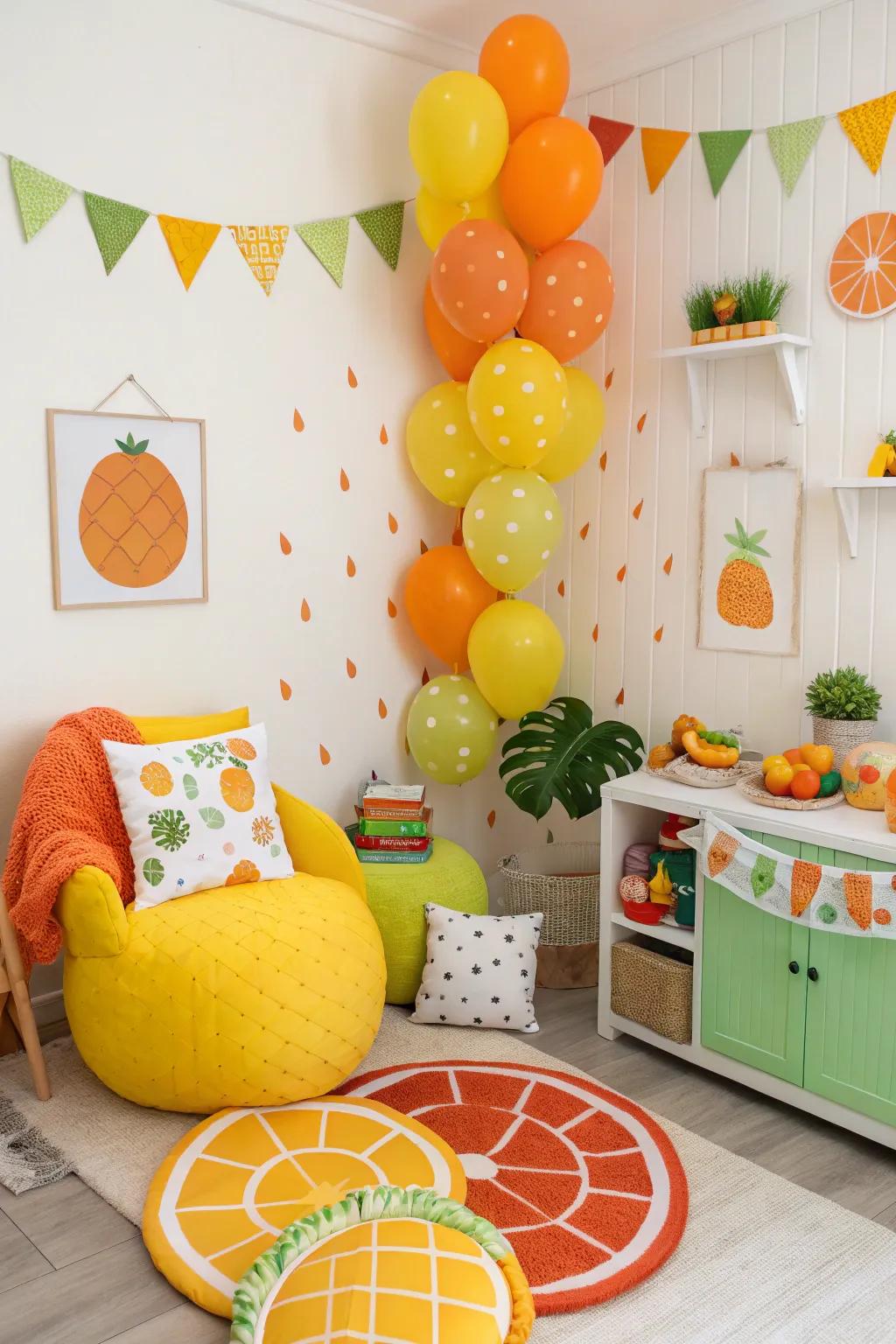 Convey a zest of freshness through a citrus-themed nursery.