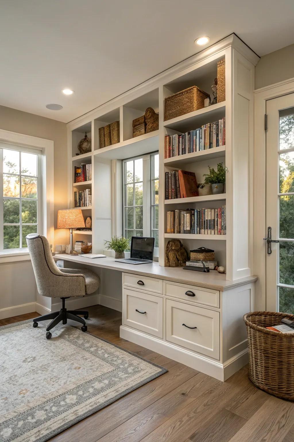 Bookshelf doubling as a chic room divider.