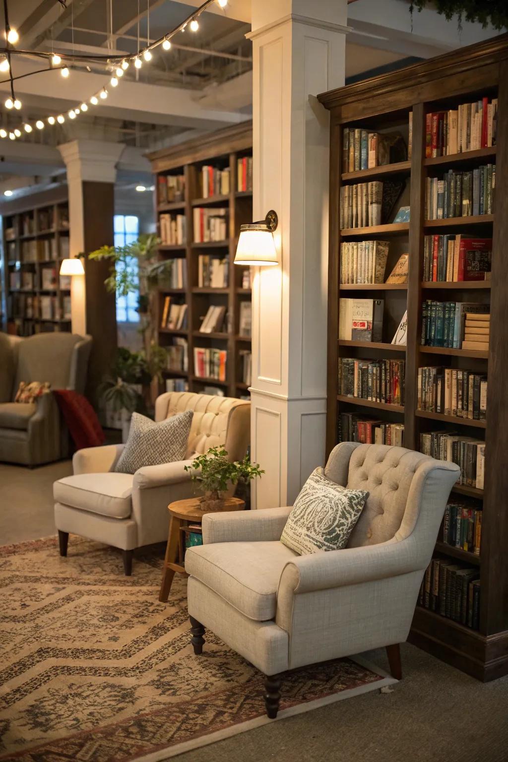 The bookish refuge theme invites book lovers to imagine their new sanctuary.