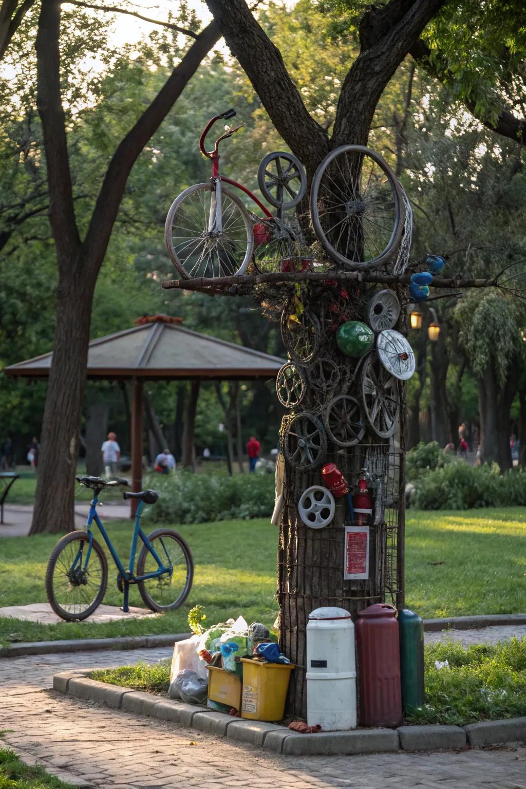Recycled sculptures add a surprising and creative element to park events.