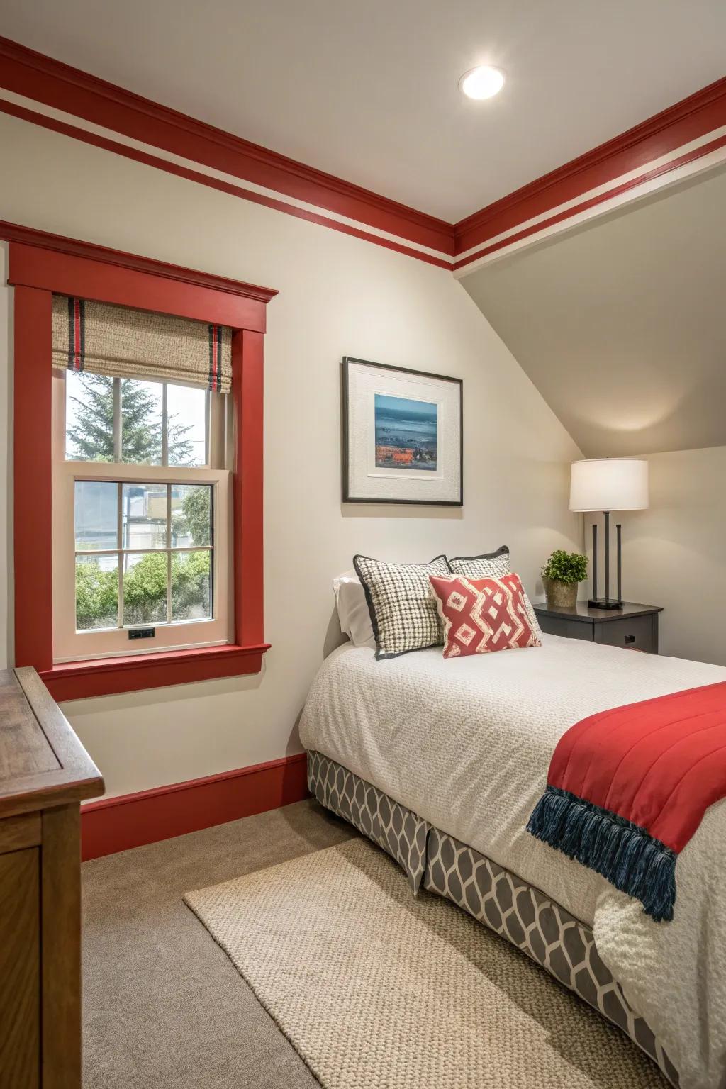 Contrasting trim can highlight architectural features and integrate a dash of hue.