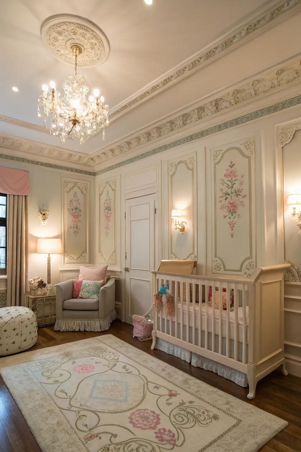 Architectural details add character and depth to nursery designs.