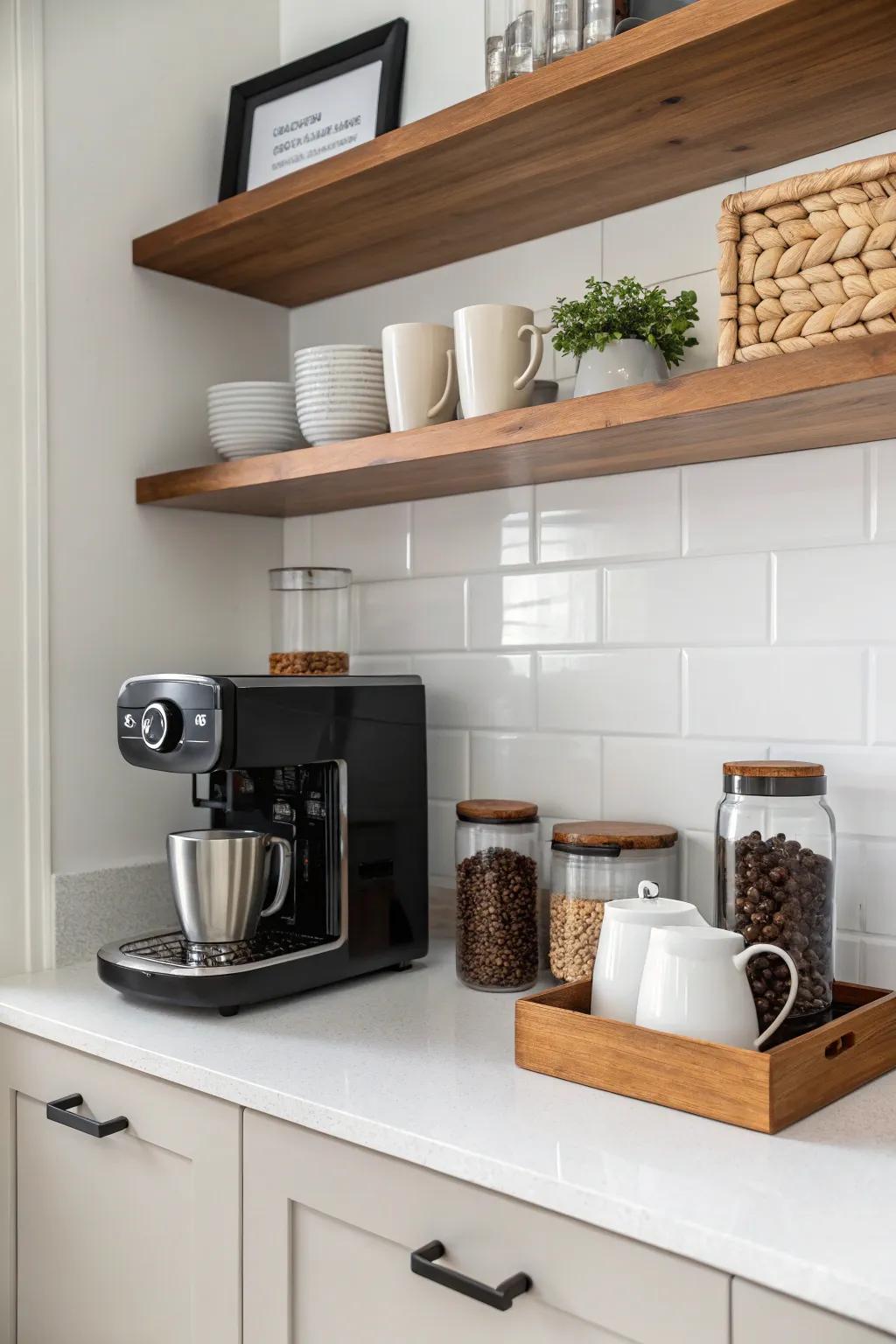 A minimalist design highlights the beauty of simplicity in a coffee bar.