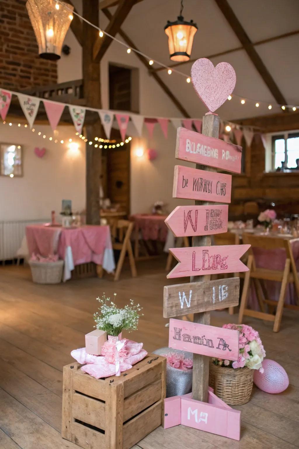 Cozy charm with pink and rustic elements.