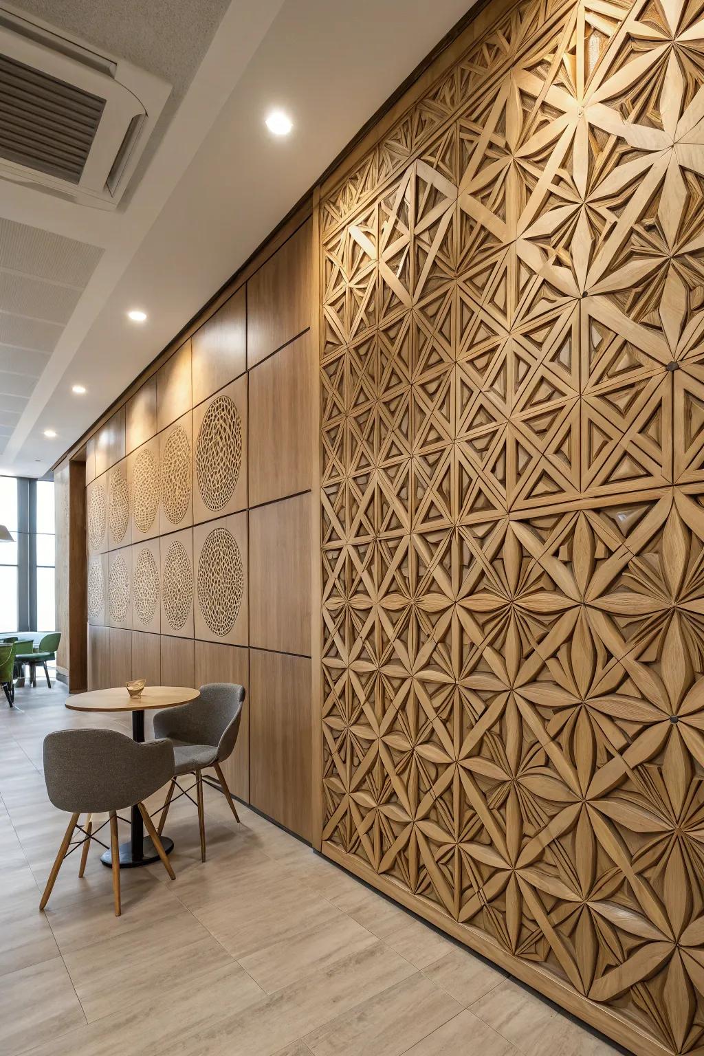 Artistic wood panel designs add a personal touch to any room.