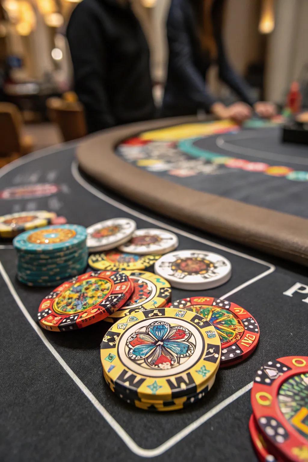 Elevate the experience with unique poker chips.