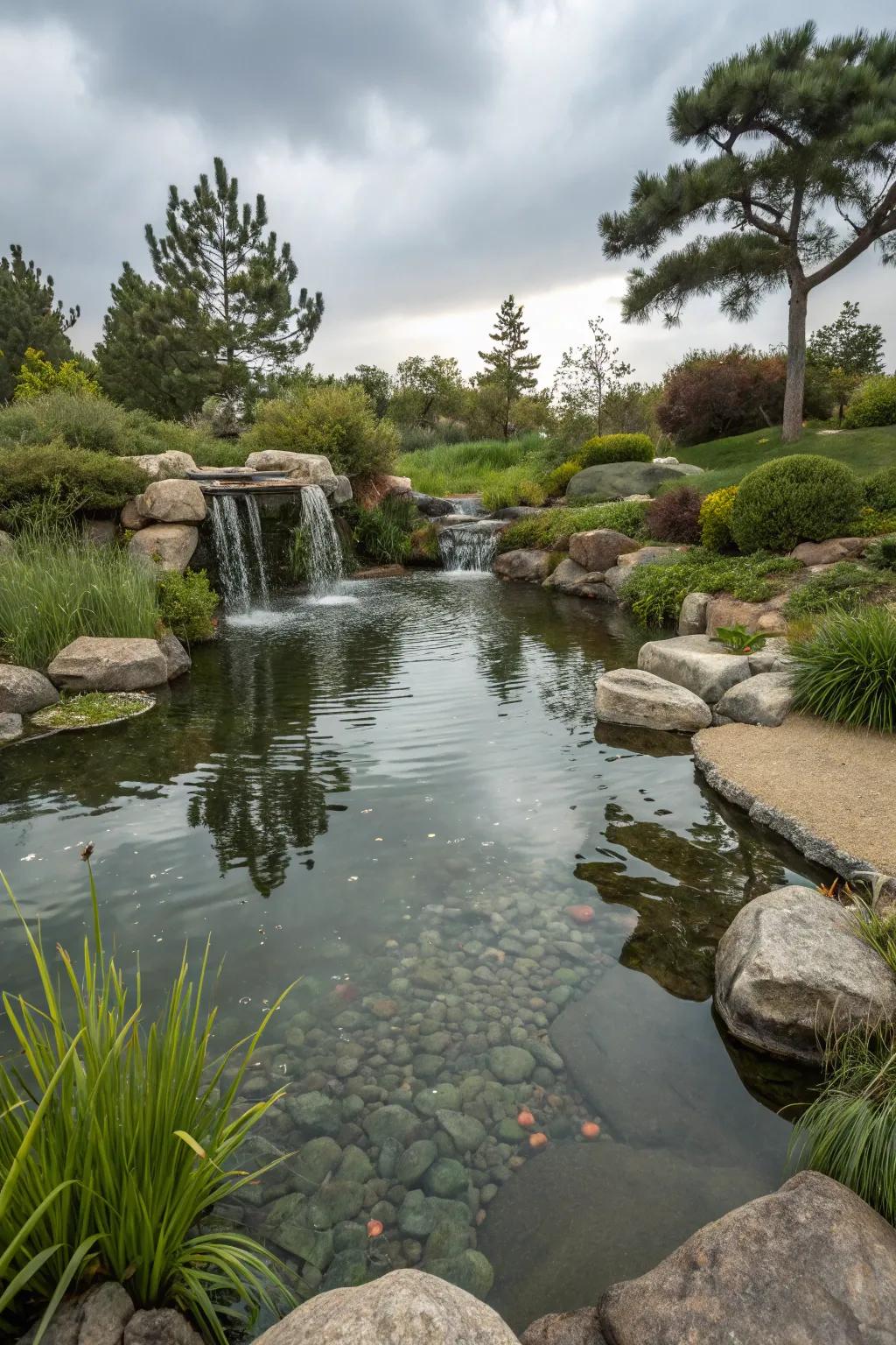 Zen cascades proffer a tranquil and harmonious caress to your stream.