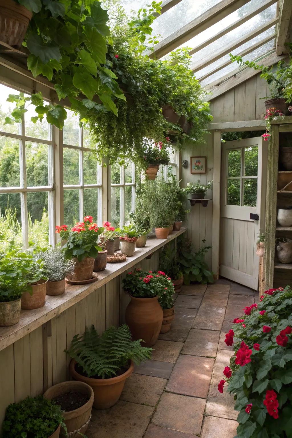 A potting shed radiating a secret garden vibe.