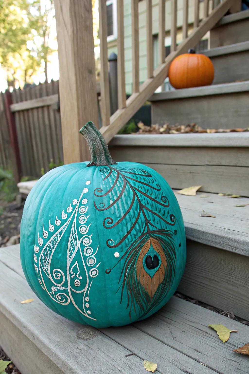 A blue-green shade pumpkin that melds beauty with a meaningful endeavor.