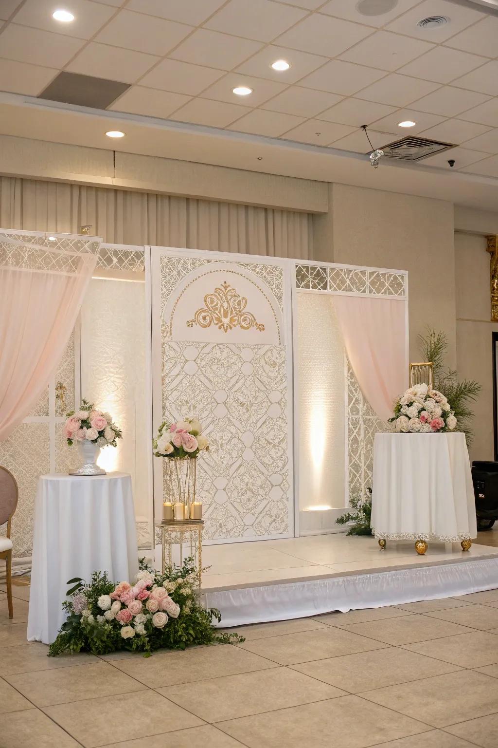 A minimalist backdrop exudes modern elegance and simplicity.