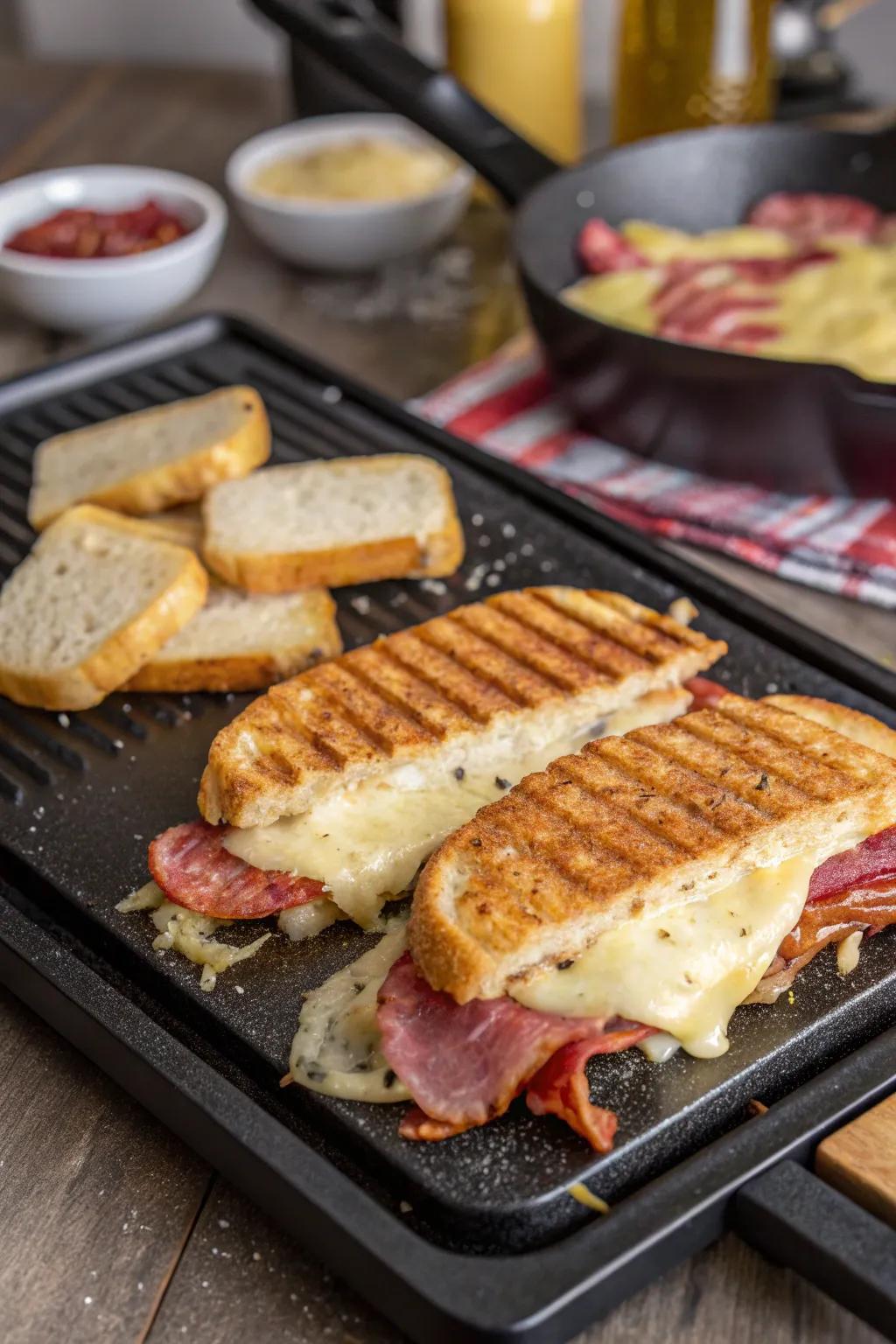 Turn your raclette grill into a panini maker for delicious sandwiches.
